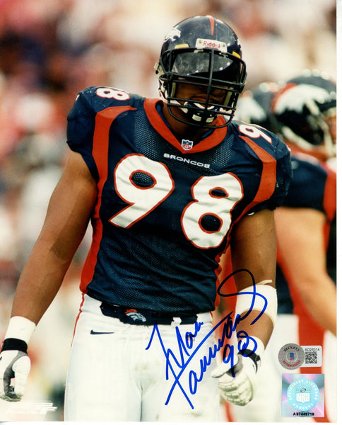 Maa Tanuvasa Autographed/Signed Denver Broncos 8x10 Photo Beckett 55871