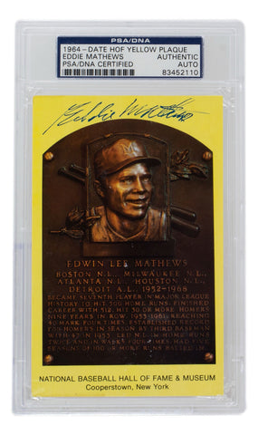 Eddie Mathews Signed Slabbed Atlanta Braves Hall of Fame Plaque Postcard PSA/DNA