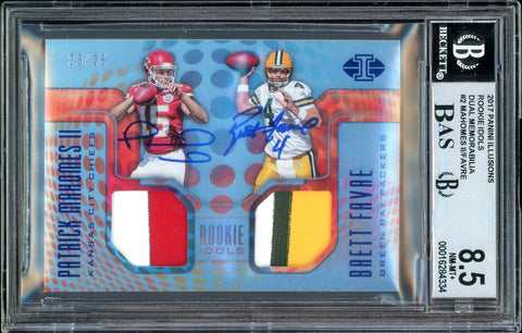 2017 Illusions Rookie Idol Patch /25 Patrick Mahomes/Brett Favre BGS 8.5/10 Auto
