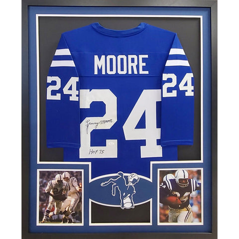 Lenny Moore Autographed Signed Framed Baltimore Colts Indianapolis Jersey JSA