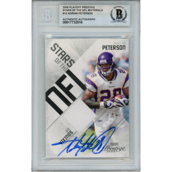 Adrian Peterson Autographed 09 Prestige Patch /100 Trading Card Beckett 49824