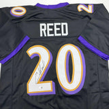 Autographed/Signed Ed Reed Baltimore Black Football Jersey Beckett BAS COA