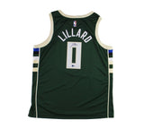 Damian Lillard Signed Milwaukee Bucks Nike Icon Edition Green NBA Jersey
