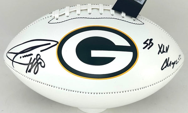 Packers DONALD DRIVER Signed White Panel Logo Football AUTO W/ XLV CHAMP - JSA