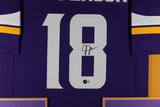 JUSTIN JEFFERSON (Vikings purp TOWER) Signed Autographed Framed Jersey Beckett