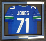 SEATTLE SEAHAWKS WALTER JONES AUTOGRAPHED FRAMED BLUE JERSEY MCS HOLO 90485