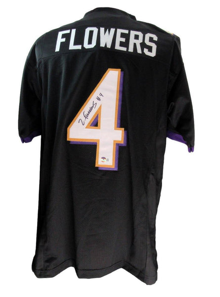Zay Flowers Autographed Black Custom Football Jersey Ravens Beckett 180945