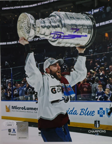 Devon Toews Autographed 8X10 Photo Hoisting Stanley Cup - With JSA