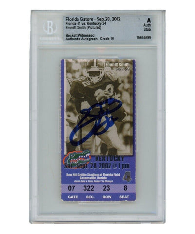 Emmitt Smith Autographed/Signed 9/28/2002 Slab Ticket Stub Beckett 40880