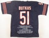 Dick Butkus Signed Chicago Bears Career Stat Jersey (JSA COA) 8xPro Bowl L.B