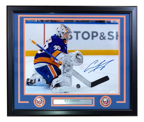 Ilya Sorokin Signed Framed 16x20 New York Islanders Photo JSA ITP