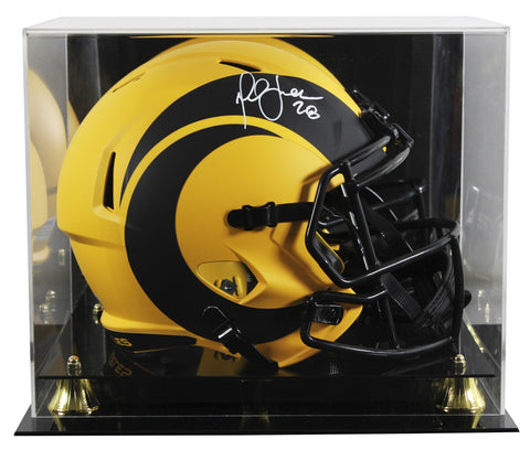 Rams Marshall Faulk Signed Rave Full Size Speed Rep Helmet w/ Case BAS Witnessed