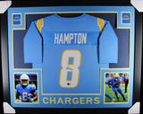 OMARION HAMPTON (Chargers blue SKYLINE) Signed Autographed Framed Jersey Beckett