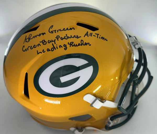 Packers AHMAN GREEN Signed Full Size Replica Speed Helmet AUTO w/ Script - BAS