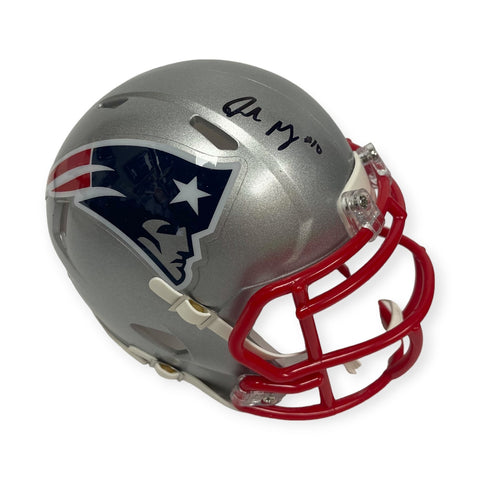 Drake Maye New England Patriots Autographed Speed Mini Helmet JSA