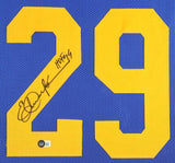 Eric Dickerson Signed Rams 35"x 43" Framed Jersey Inscribed HOF 99 (Beckett) R.B