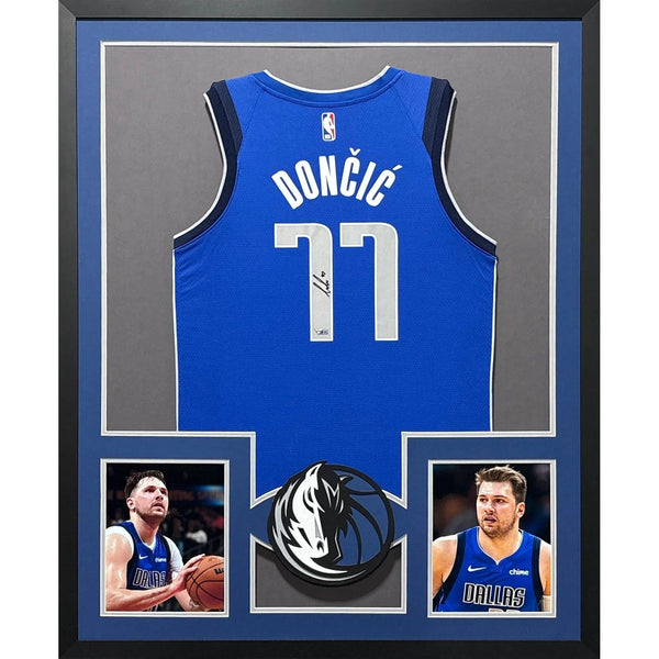 Luka Doncic Autographed Signed Framed Dallas Mavericks NL Jersey FANATICS
