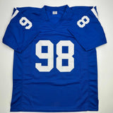 Autographed/Signed Robert Mathis Indianapolis Blue Football Jersey JSA COA