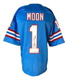 Warren Moon Houston Signed Blue Football Jersey HOF 06 Inscribed JSA