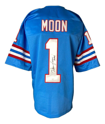 Warren Moon Houston Signed Blue Football Jersey HOF 06 Inscribed JSA