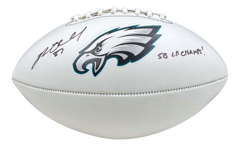 Brent Celek Signed Philadelphia Eagles Logo Football SB LII Champs BAS ITP