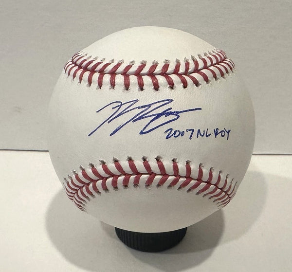 Brewers MVP RYAN BRAUN Signed Official MLB Baseball AUTO w/ "2007 NL ROY" - JSA
