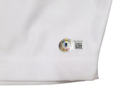 JON BONES JONES AUTOGRAPHED WHITE BOXING TRUNKS BECKETT BAS QR STOCK #200323