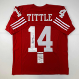 Autographed/Signed YA Y.A. Tittle HOF 71 San Francisco Red Jersey JSA COA