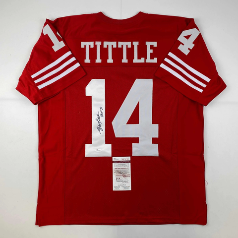 Autographed/Signed YA Y.A. Tittle HOF 71 San Francisco Red Jersey JSA COA