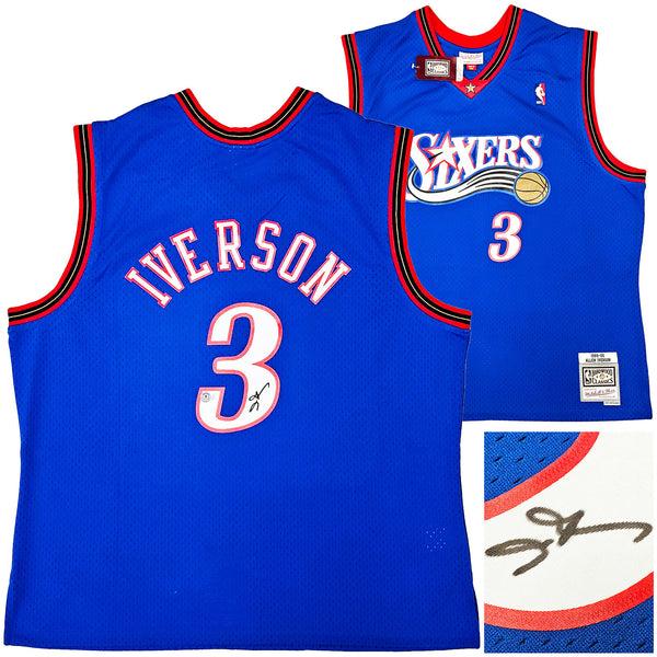 76ERS ALLEN IVERSON AUTOGRAPHED AUTHENTIC M&N 1999-00 HWC JERSEY XXL BECKETT