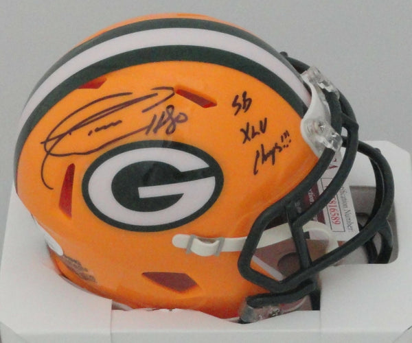 Packers DONALD DRIVER #80 Signed Speed Mini Helmet AUTO w/ SB XLV Champ - JSA