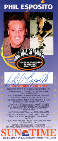Phil Esposito Autographed/Signed Boston Bruins Advertisement Card 37786