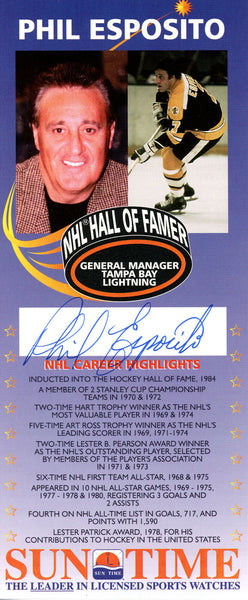 Phil Esposito Autographed/Signed Boston Bruins Advertisement Card 37786