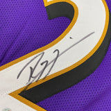 Autographed/Signed Ray Lewis Baltimore Purple Stat Football Jersey Beckett COA