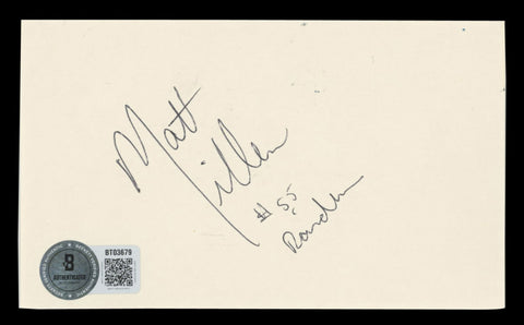 Matt Millen "Raiders, #55" Authentic Signed 3x5 Index Card BAS #BT03679
