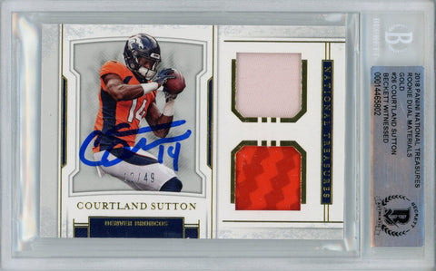 Courtland Sutton Signed 2018 National Treasures Patch Rookie Card BAS Slab 34971