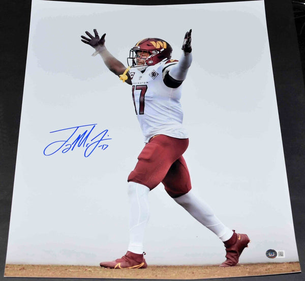 TERRY McLAURIN AUTOGRAPHED WASHINGTON COMMANDERS 16x20 SMOKE PHOTO BECKETT