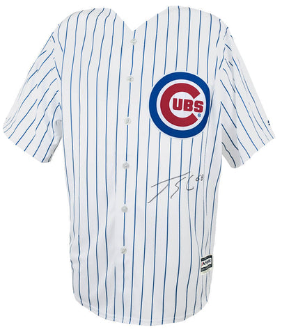 Jorge Soler Signed Cubs White Majestic Replica Baseball Jersey - (SCHWARTZ COA)