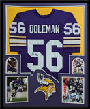 FRAMED MINNESOTA VIKINGS CHRIS DOLEMAN AUTOGRAPHED SIGNED JERSEY JSA COA