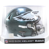 Devonta Smith Signed Philadelphia Eagles Mid-Sized Midi Helmet Beckett WIT 58595