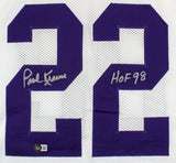 Paul Krause "HOF 98" Authentic Signed White Pro Style Jersey BAS Witnessed