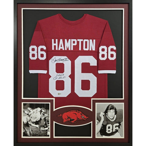 Dan Hampton Autographed Signed Framed Arkansas Jersey JSA
