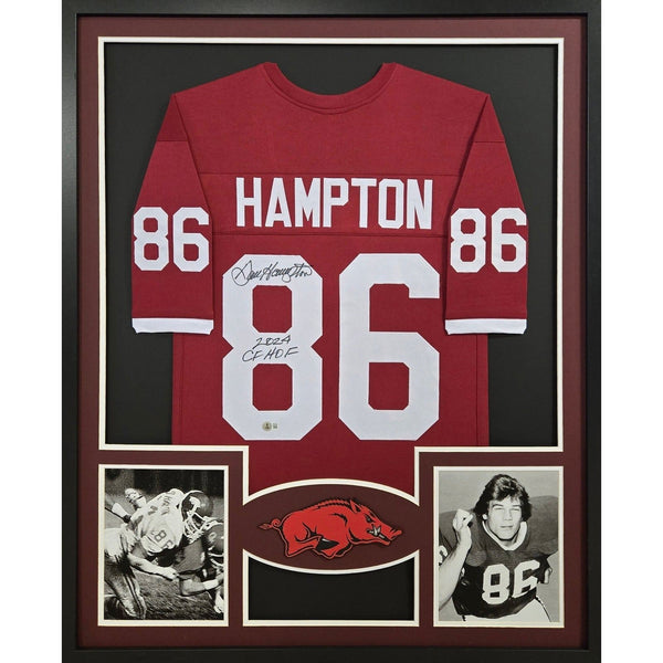 Dan Hampton Autographed Signed Framed Arkansas Jersey JSA