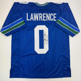 Autographed/Signed DeMarcus Lawrence Seattle Blue Retro Jersey Beckett BAS COA