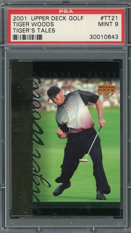 Tiger Woods 2001 Upper Deck Tiger's Tales Golf Card #TT21 Graded PSA 9 MINT