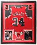 Charles Oakley Signed Chicago Bulls Framed Jersey (Beckett) 1985 1st Round Pick