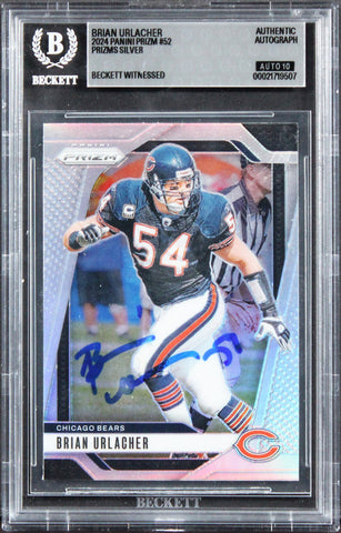 Bears Brian Urlacher Signed 2024 Panini Prizm Silver #52 Card Auto 10! BAS Slab
