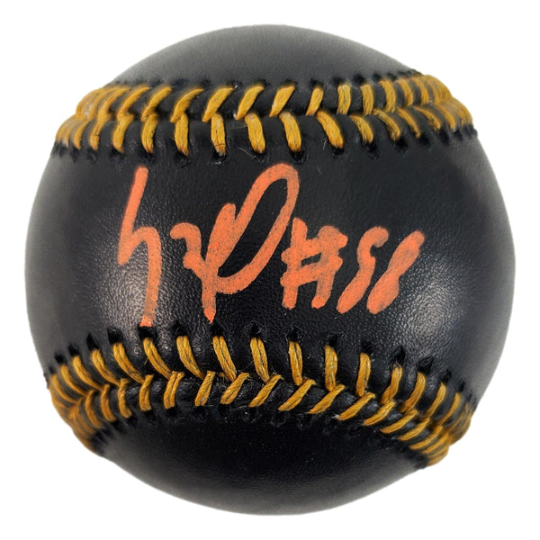 Luis Robert New York Mets Signed In Orange Official Black Leather Baseball BAS