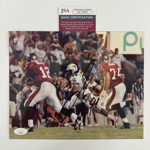 Autographed/Signed Zach Thomas Miami Dolphins 8x10 Football Photo JSA COA