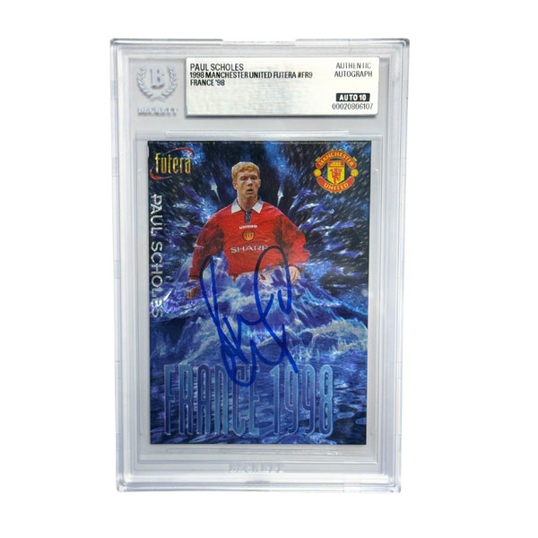 Paul Scholes Signed 1998 Manchester United Futera #FR9 France '98 - BGS AUTO 10
